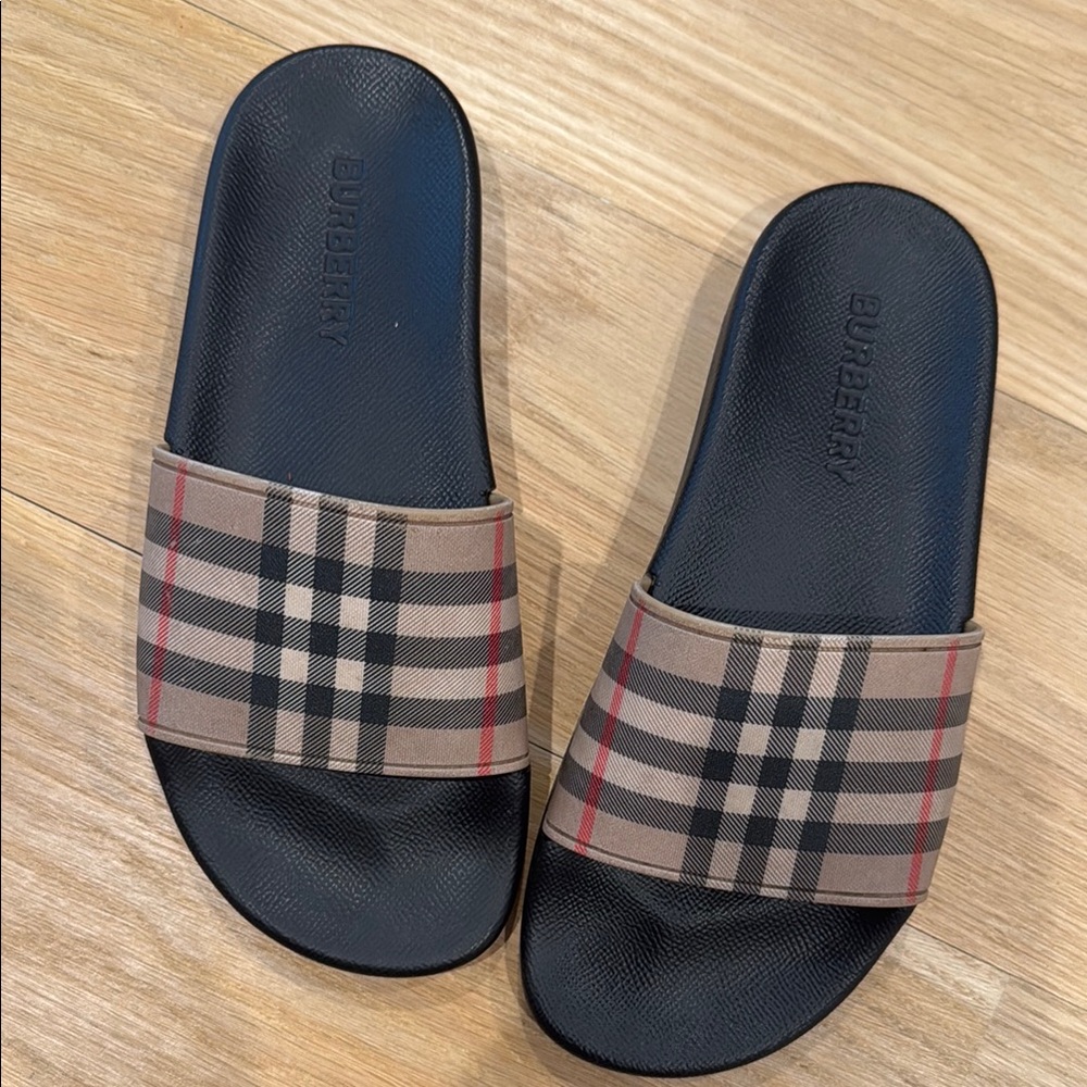 Burberry Plaid Slide Sandals